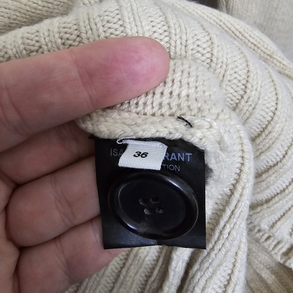 Isabel Marant Etoile Nuetral Beige Cream Knit Cardigan With Pockets Size 36 - Picture 4 of 5